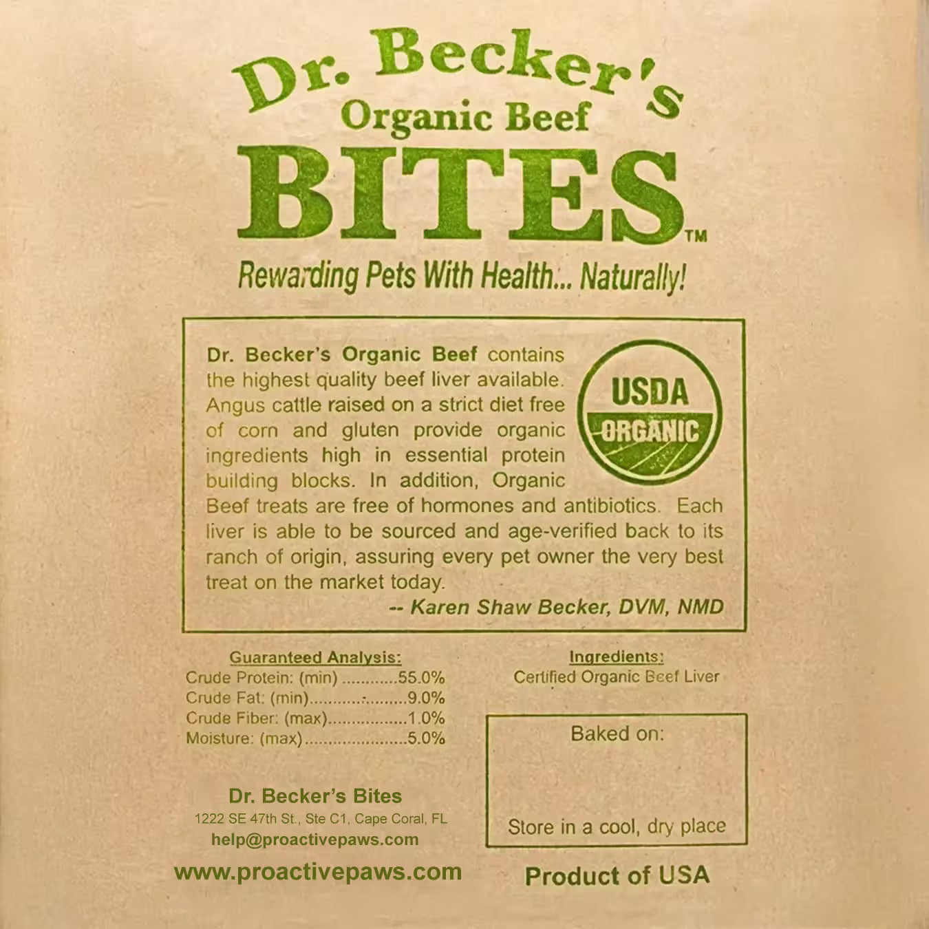 Dr. Becker's Organic Beef Bites - Proactive Paws