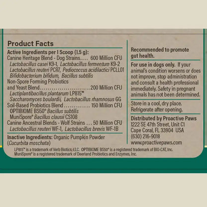 primitive probiotics label product facts