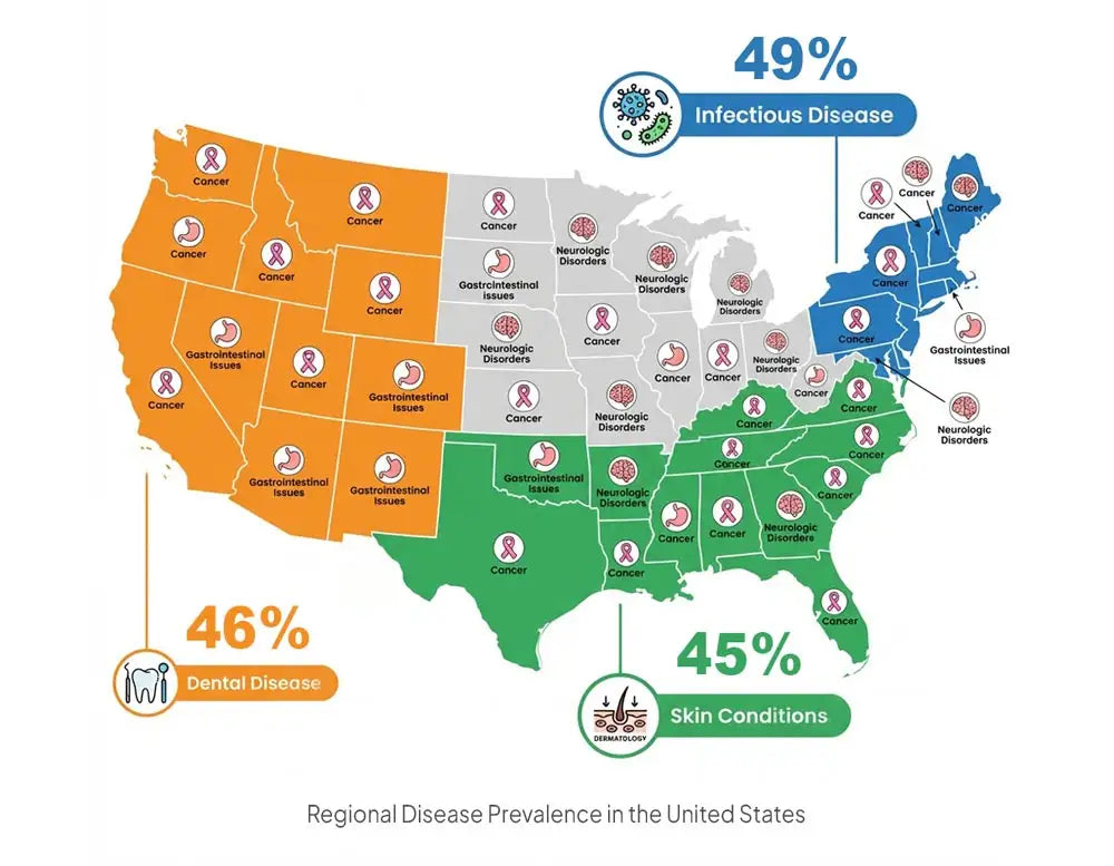 us regional disease prevalence map infographic